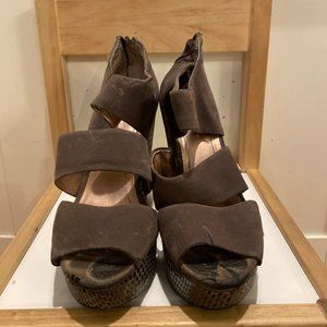 Worn Thick Strapped Platform Wedges